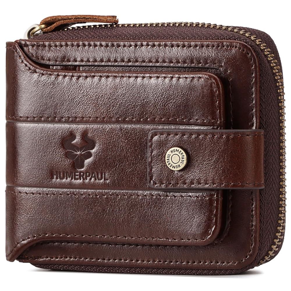 Amazon.com: gzcz Mens Wallet with Zipper Genuine Leather